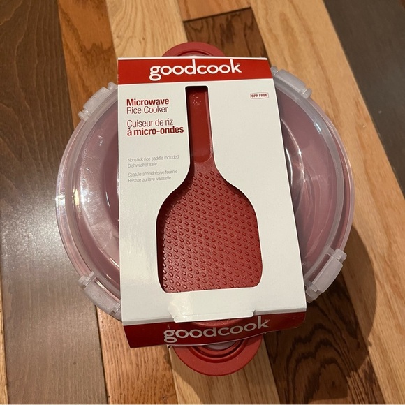 GoodCook Red Microwave Rice Steamer with Nonstick Rice Paddle - Picture 4 of 5